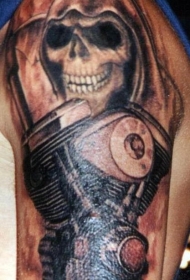 摩托车机械和死神纹身图案