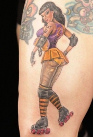 手臂卡通风格的性感女孩纹身图案