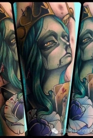 卡通风格彩绘邪恶女巫皇后纹身图案