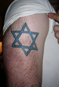 手臂彩色五芒星纹身图案