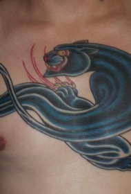 胸部黑豹抓裂纹身图案