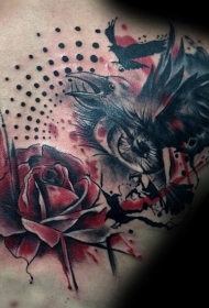 PS图象处理软件风格的彩色乌鸦纹身图案