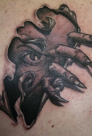 皮肤撕裂恶魔脸纹身图案