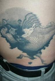 腰侧奇怪的神秘生物纹身图案