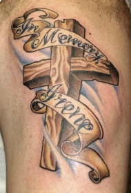 木制纪念十字架字母纹身图案
