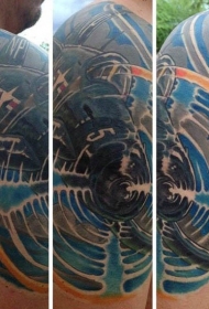 肩部插画风格二战战斗机纹身图案