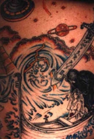 亚洲风格的海洋风暴纹身图案