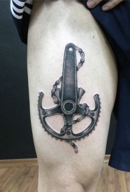 大腿自行车部分齿轮纹身图案