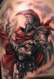 彩色大臂武士个性纹身图案