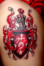 生动的颜色家庭徽章纹身图案