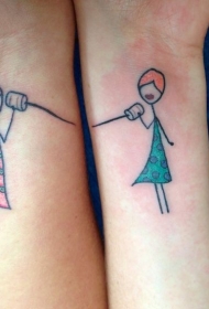 闺蜜友谊卡通小人纹身图案