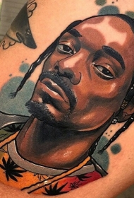 彩色插画风格黑人肖像纹身图案