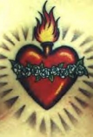火焰爱心花朵藤蔓纹身图案