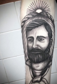 old school黑色的水手肖像手臂纹身图案