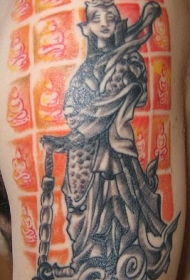 石头佛像彩色纹身图案