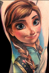 卡通动漫女主角肖像写实风格纹身图案