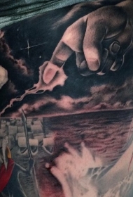 腿部彩绘原始海上纹身图片