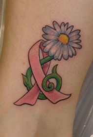 可爱的菊花和丝带纹身图案