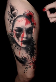 PS图象处理软件风格的彩色女人面具纹身