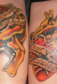 骷髅与心脏经典纹身图案