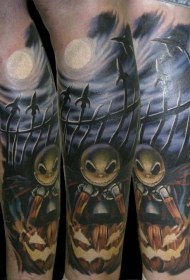 腿部令人毛骨悚然的怪物纹身图片