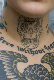 男性脖子sugar 骷髅纹身图案