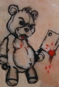 邪恶的泰迪熊和刀纹身图案