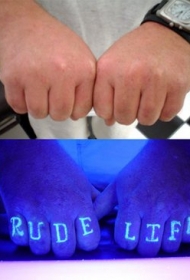 手指英文字母隐形荧光纹身图案