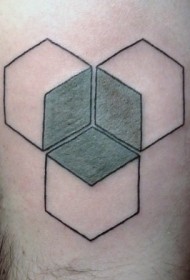 腿部有趣的彩色几何纹身图片