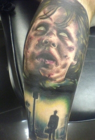 手臂彩色活死人电影恐怖纹身