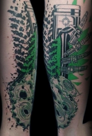 new school彩绘小腿汽车部件纹身图案