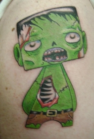 绿色的卡通僵尸刺青图案