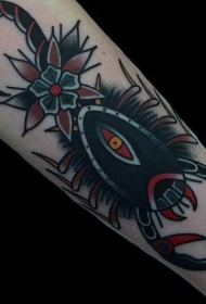 old school手臂神秘的手绘彩色蝎子纹身图案