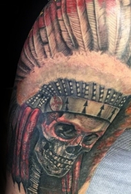 肩部全新学校风格的彩色印度骨架纹身