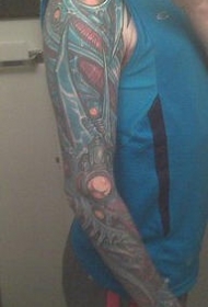 胳膊全套生物力学机械纹身图案