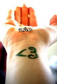 手腕彩色数字符号标志纹身图案