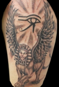 埃及人面神兽与荷鲁斯之眼纹身图案