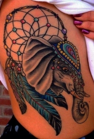 new school大象头像与捕梦网纹身图案