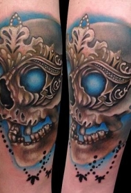 全新风格的彩色人体颅骨面具纹身