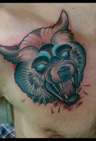 胸部new school血腥恶魔狗纹身图案