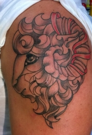 大臂卡通山羊头纹身图案