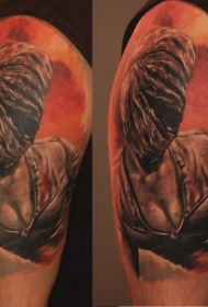 彩色肩部寂静山护士怪物纹身图案