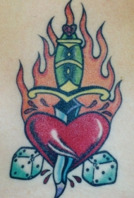 old school匕首与受伤的心纹身图案