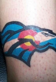 脚部彩色球队标志马纹身图案