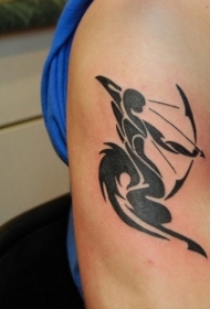 手臂黑色射手座特殊符号纹身图案