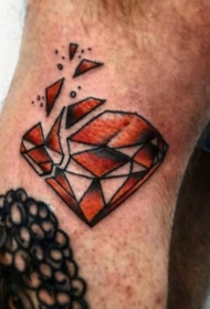 简单设计的彩色破碎钻石纹身图案