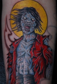 蓝色的僵尸月亮纹身图案