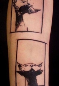 打哈欠的猫纹身图案