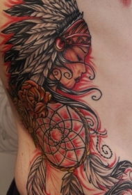 腰侧独特的彩绘印度女人纹身图案