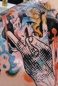 肩部PS图象处理软件风格的彩色个性纹身